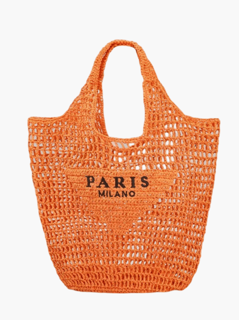 Stilvolle Strandtasche für Damen, handgefertigt aus Stroh im Boho-Stil