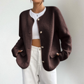 Strickjacke Damen | Kragenlos & Zierknöpfe mit Taschen