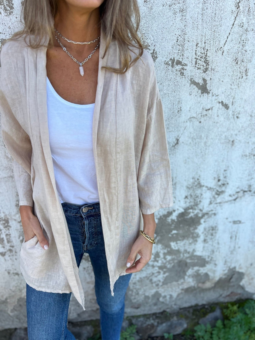 Strickjacke Damen | Offene Front & 3/4-Arm