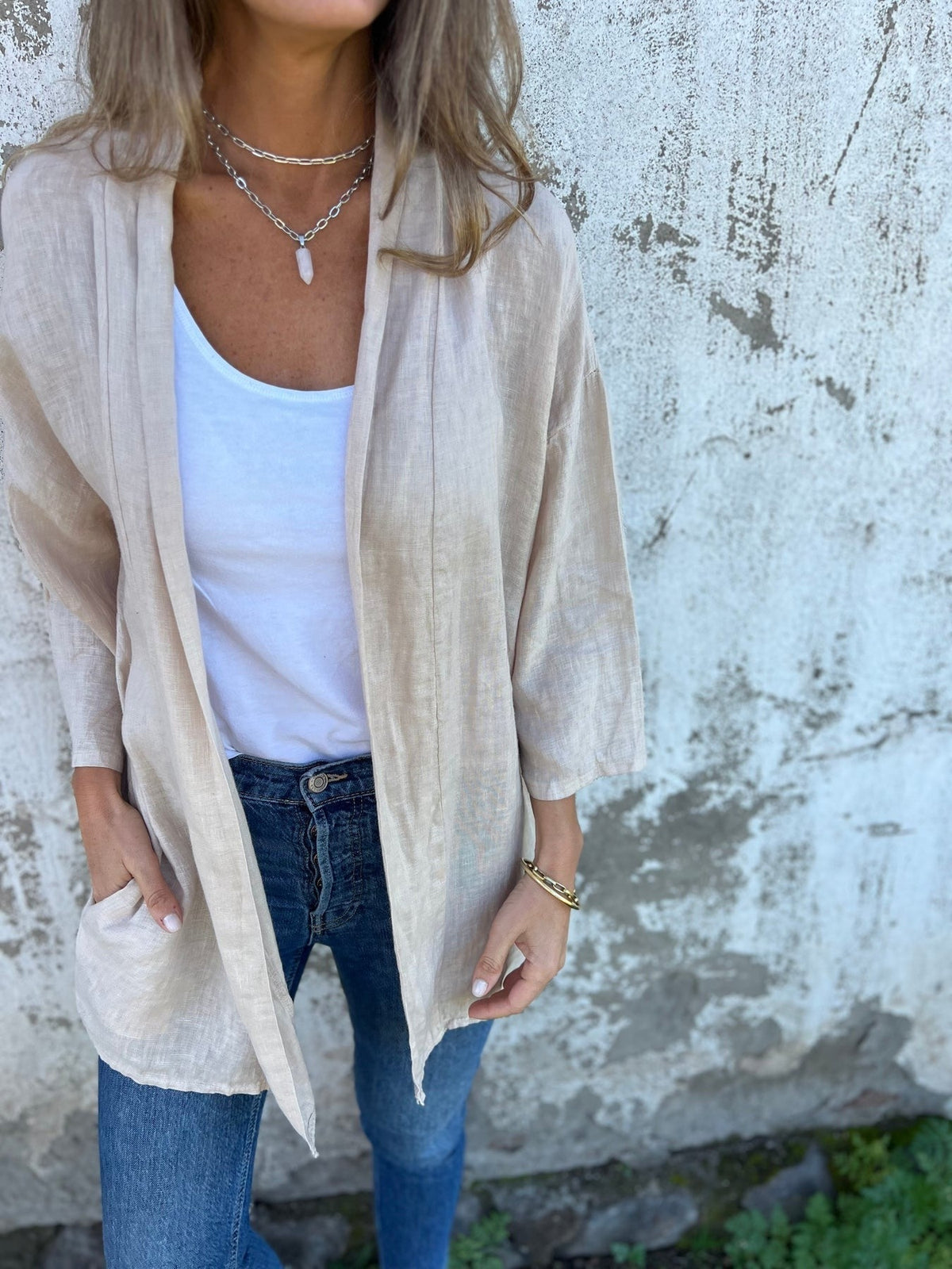 Strickjacke Damen | Offene Front & 3/4-Arm
