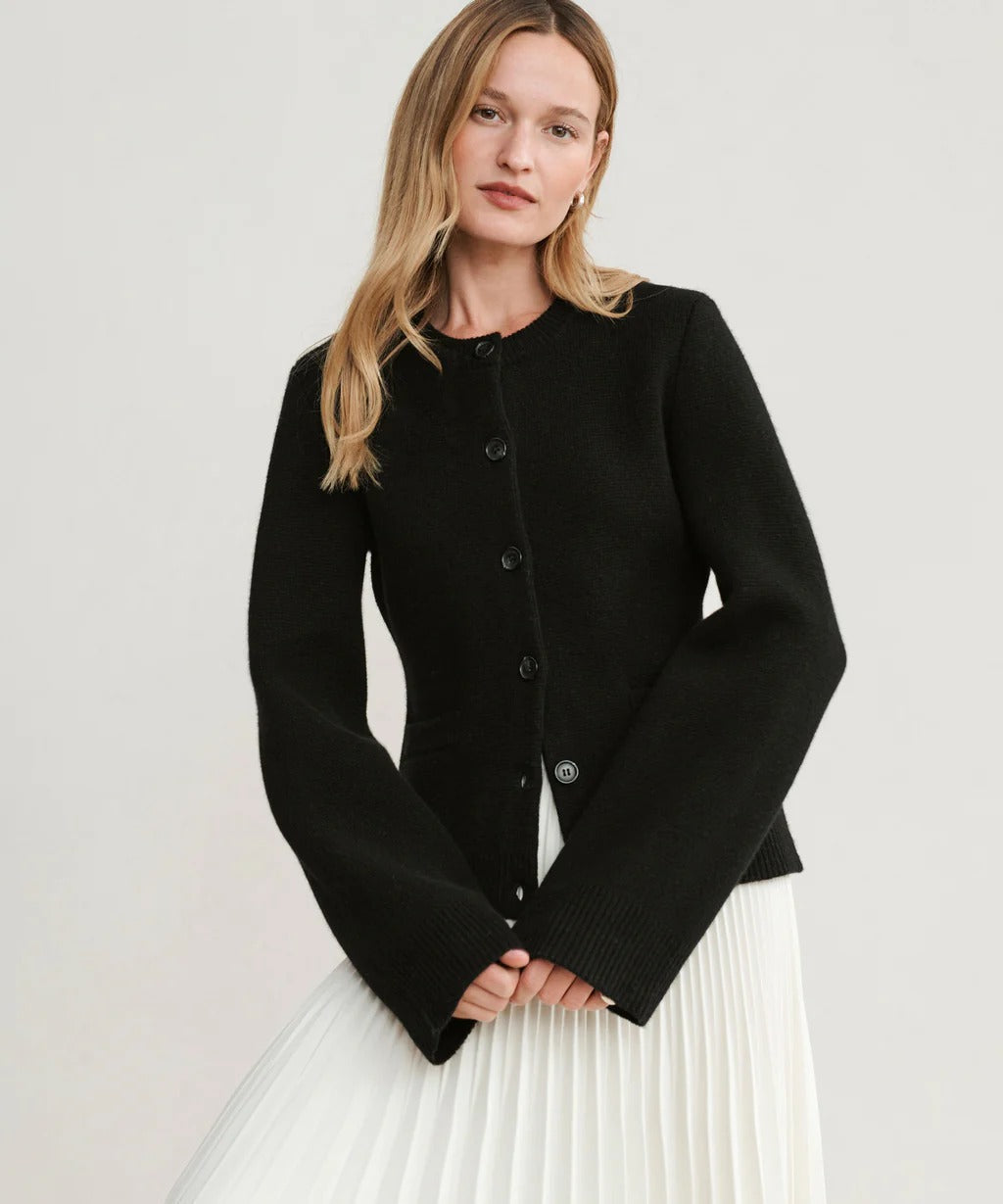 Strickjacke Damen | Rundhals-Ausschnitt & Taschen