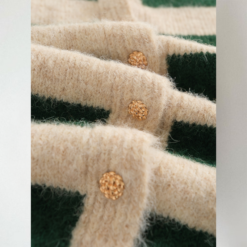 Strickjacke Damen | Streifendesign & Knopfleiste
