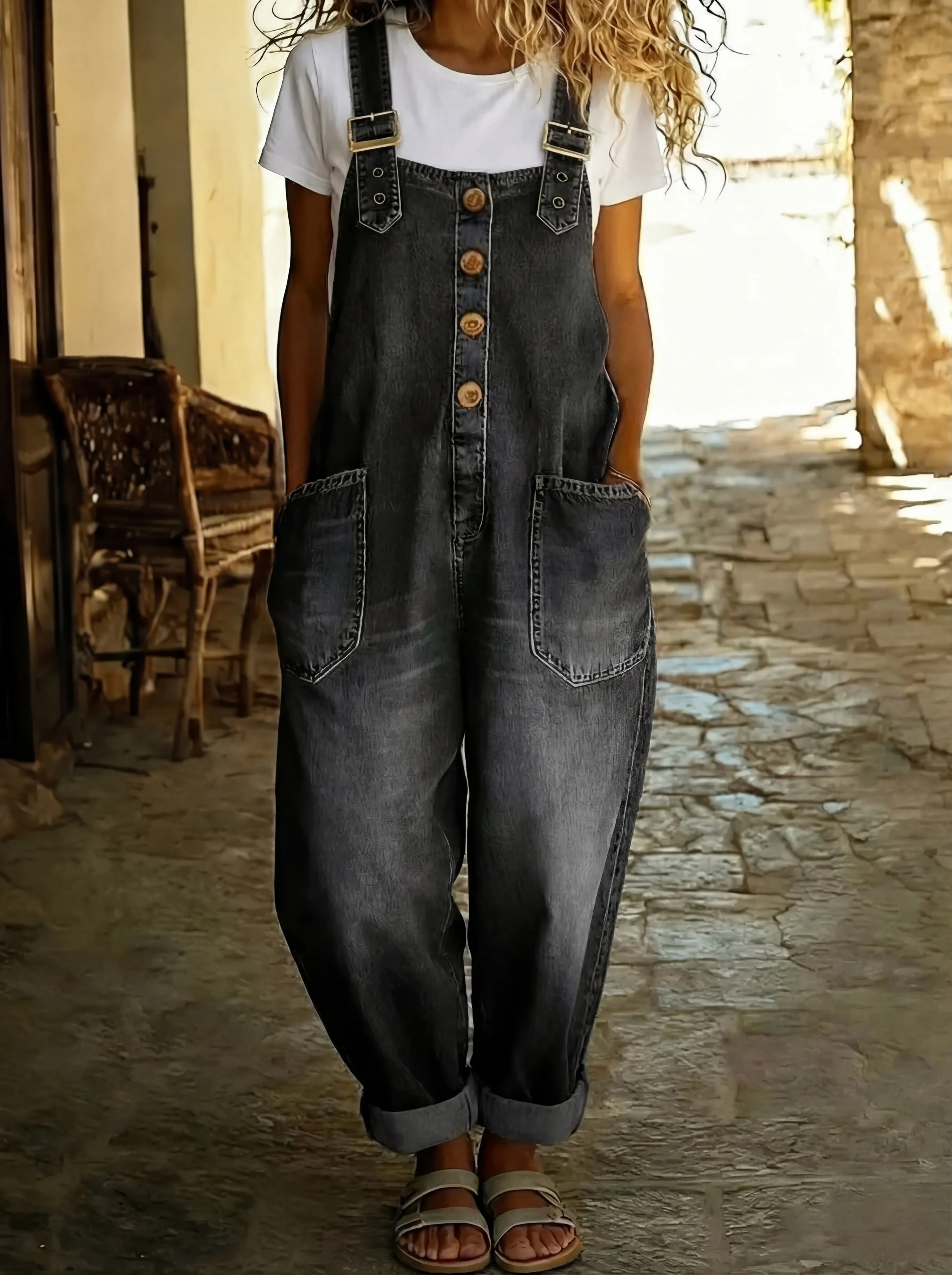 Stylischer Damen-Jumpsuit mit verstellbaren Trägern – Eleganter Denim-Overall für den Sommer