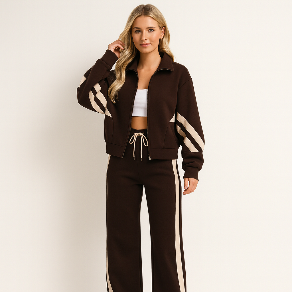 Stylisches zweiteiliges Trainingsset für Damen – Eleganz und Komfort für Alltag und Freizeit