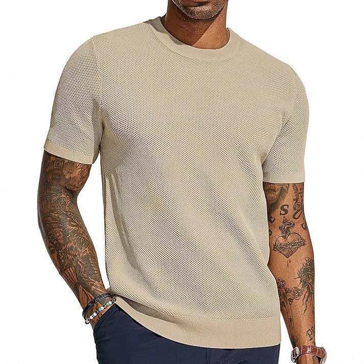T Shirt Herren | Atmungsaktives Strick-Mesh für Sommer & Style