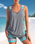 Tankini Damen | Ethno-Muster & Shorts-Set