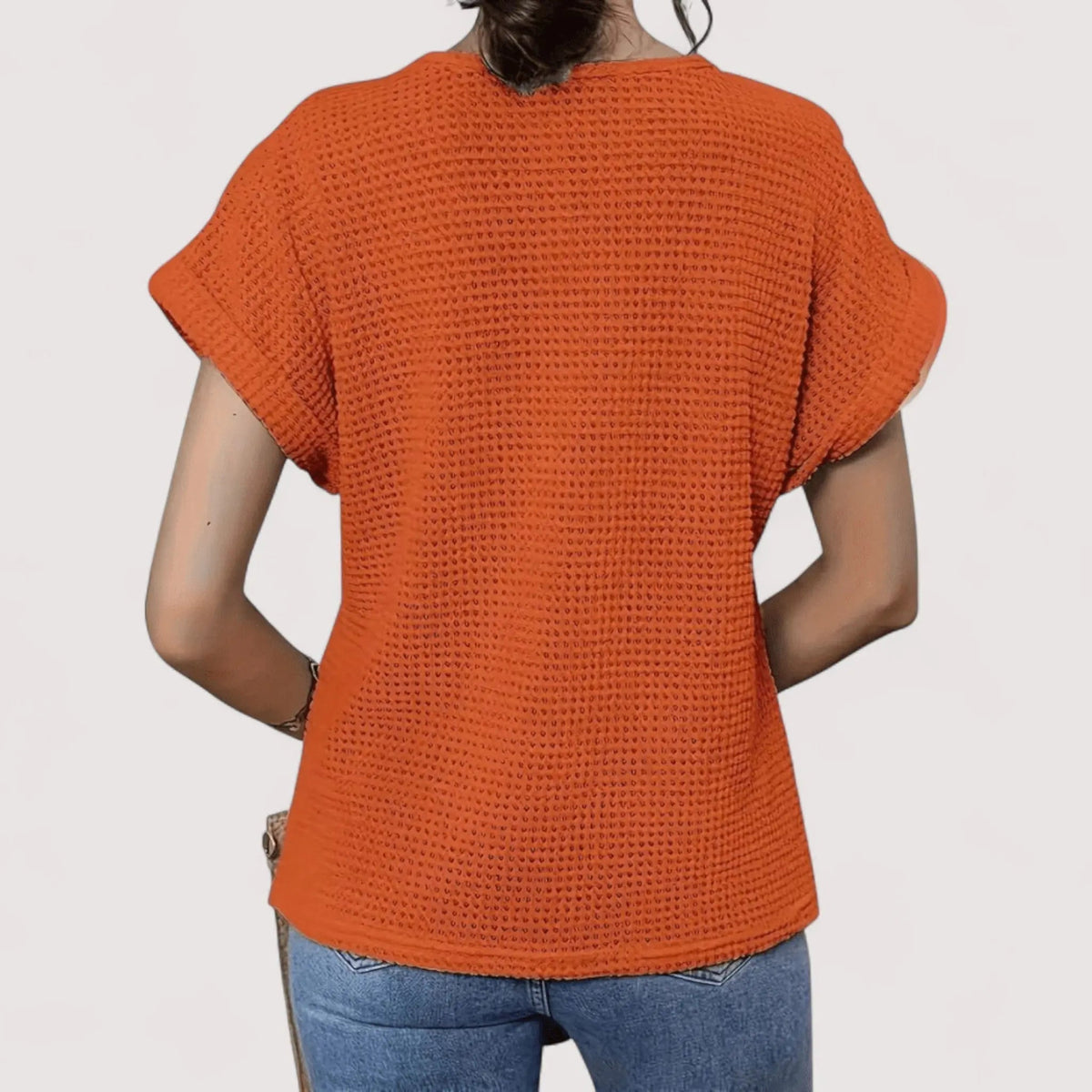 Top Damen | Spitzendetail & Waffelstruktur