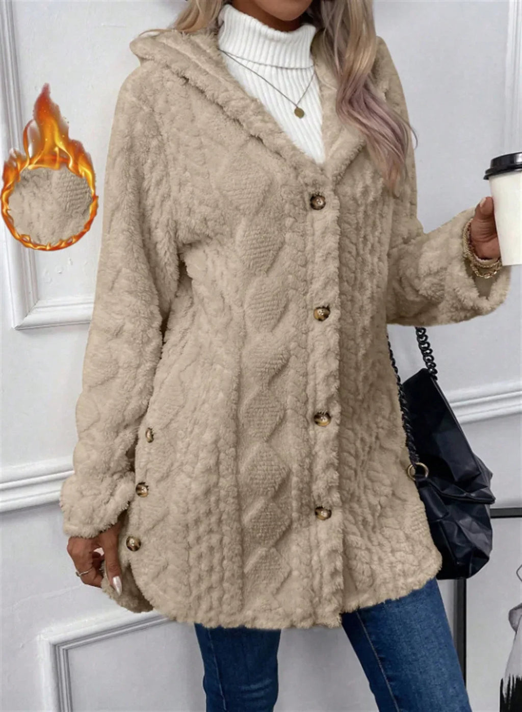 Übergangsjacke Damen | Mantel Damen | Knopfleiste & Wärmender Tragekomfort