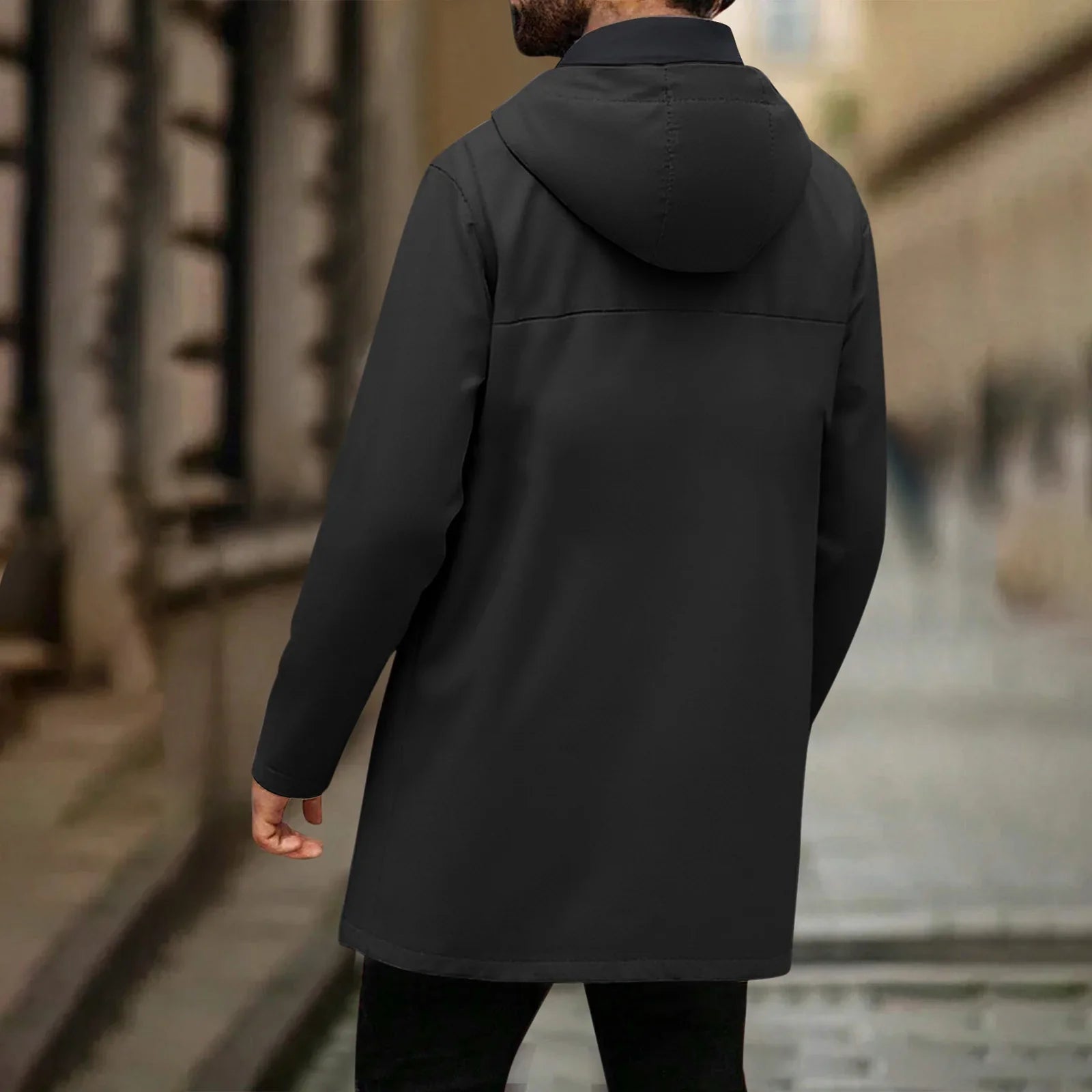 Übergangsjacke Herren | Trenchcoat Herren | Kapuze mit Kordelzug & Windschutz