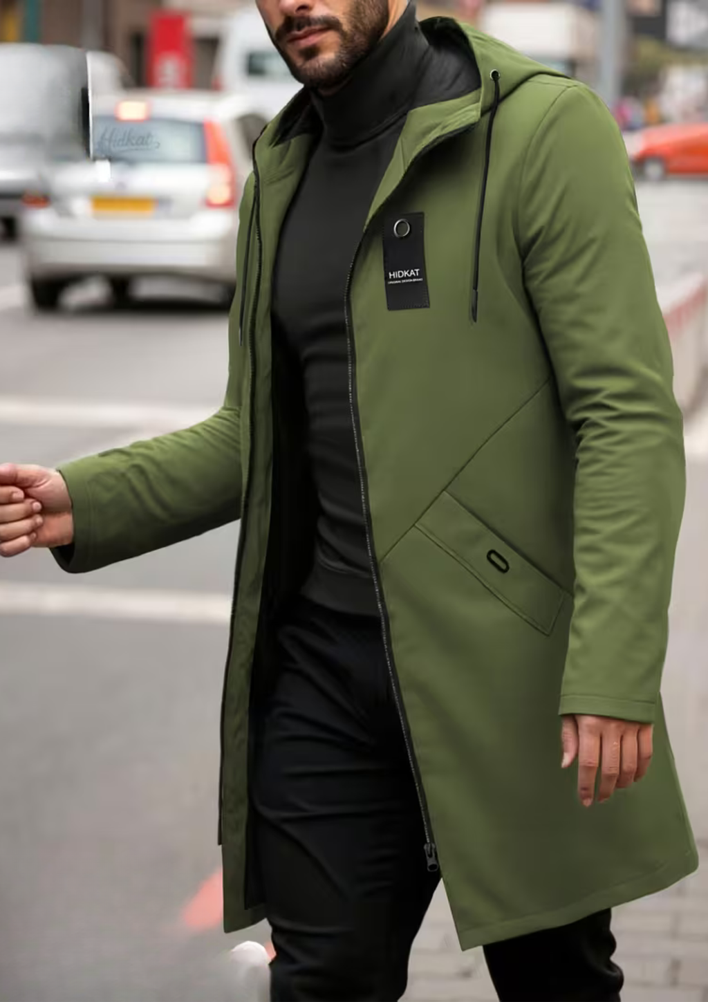 Übergangsjacke Herren | Trenchcoat Herren | Kapuze mit Kordelzug & Windschutz