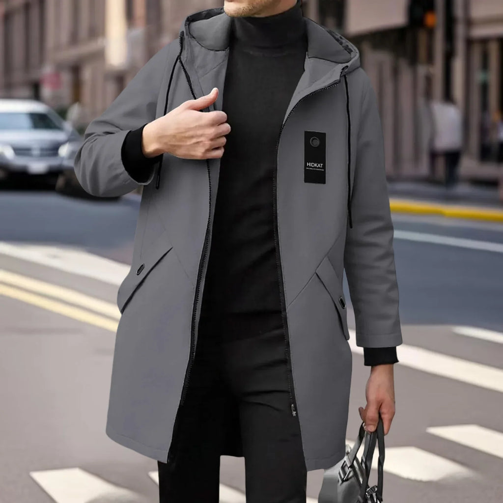 Übergangsjacke Herren | Trenchcoat Herren | Kapuze mit Kordelzug & Windschutz