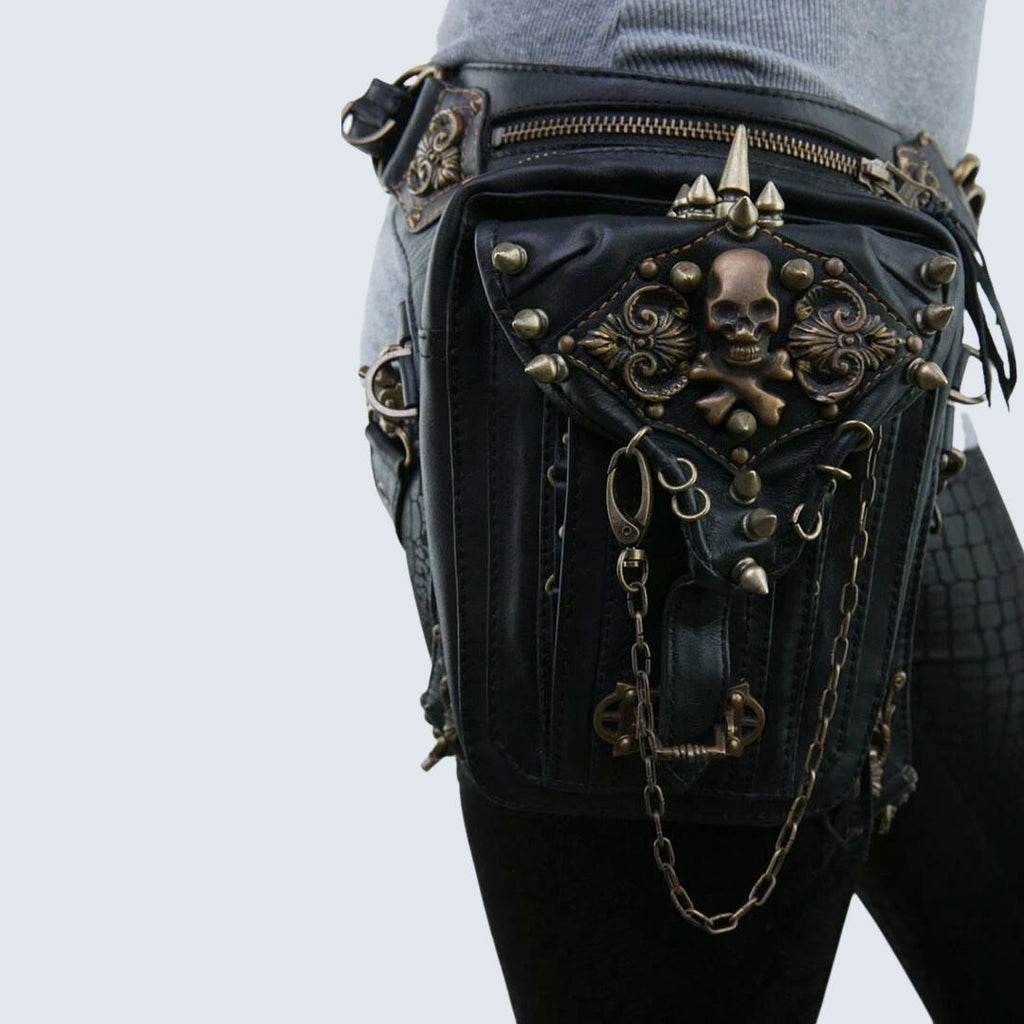 Unisex Gothic-Hüfttasche mit Totenkopfmotiv aus strapazierfähigem Material