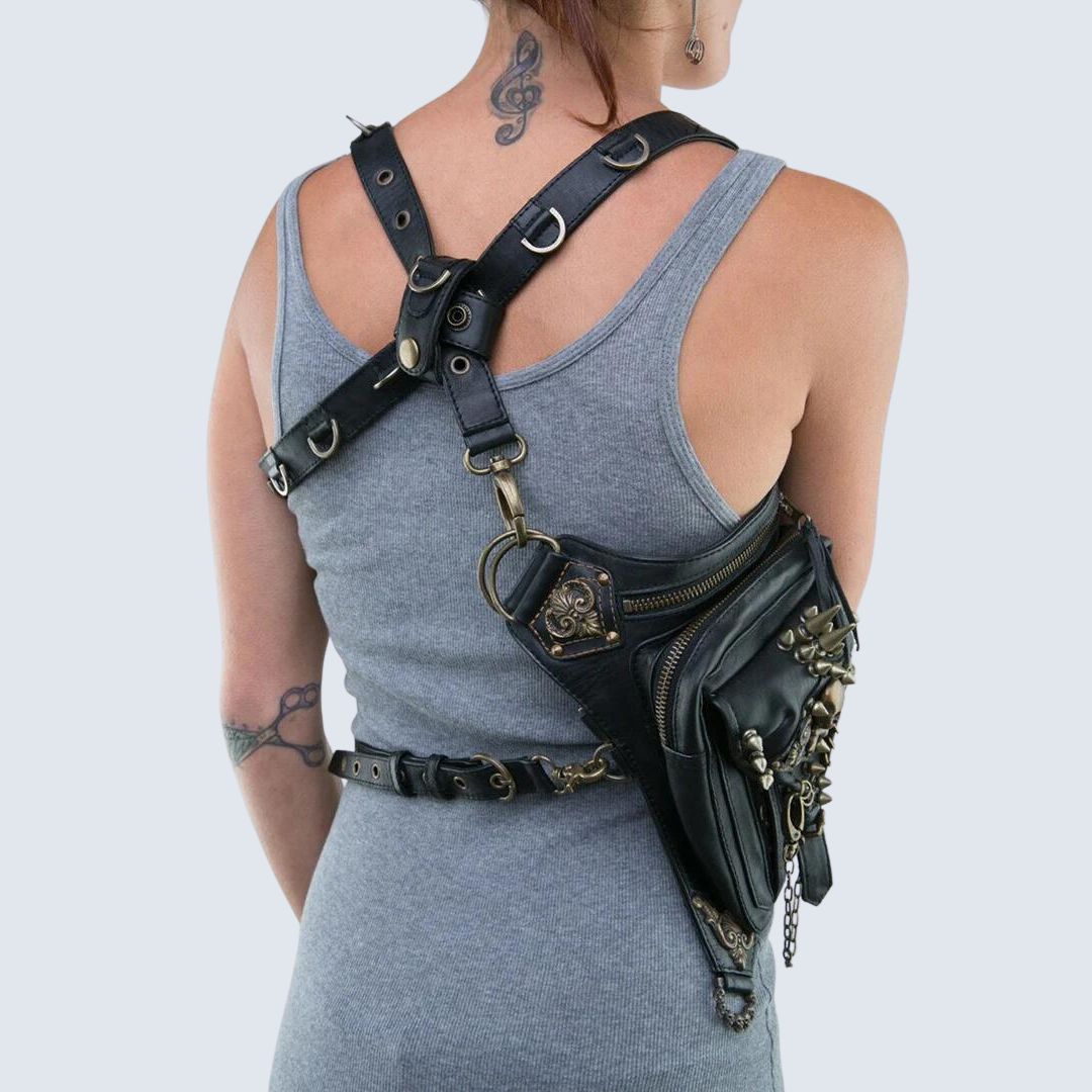 Unisex Gothic-Hüfttasche mit Totenkopfmotiv aus strapazierfähigem Material