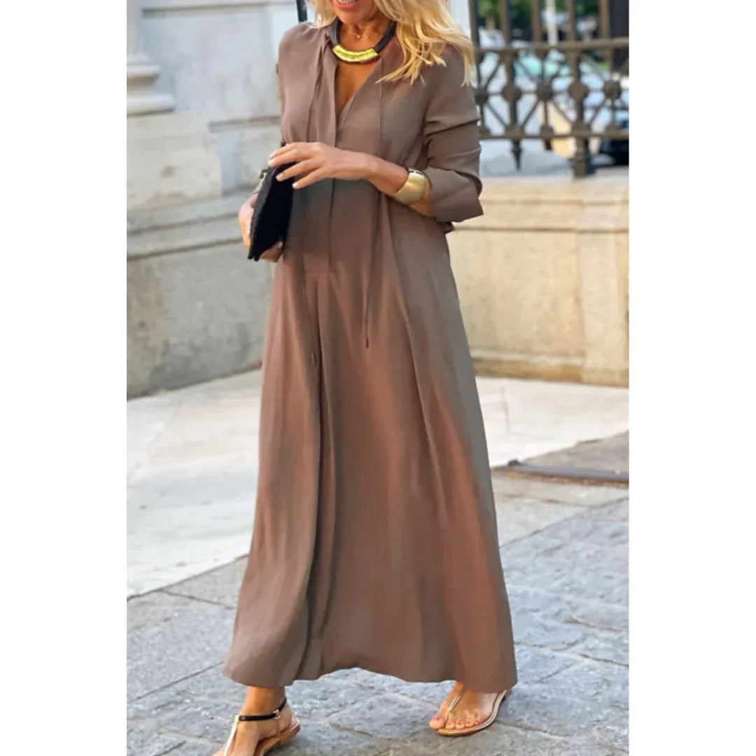 Damen Sommer Lockerer Schnitt Maxi Blusenkleid