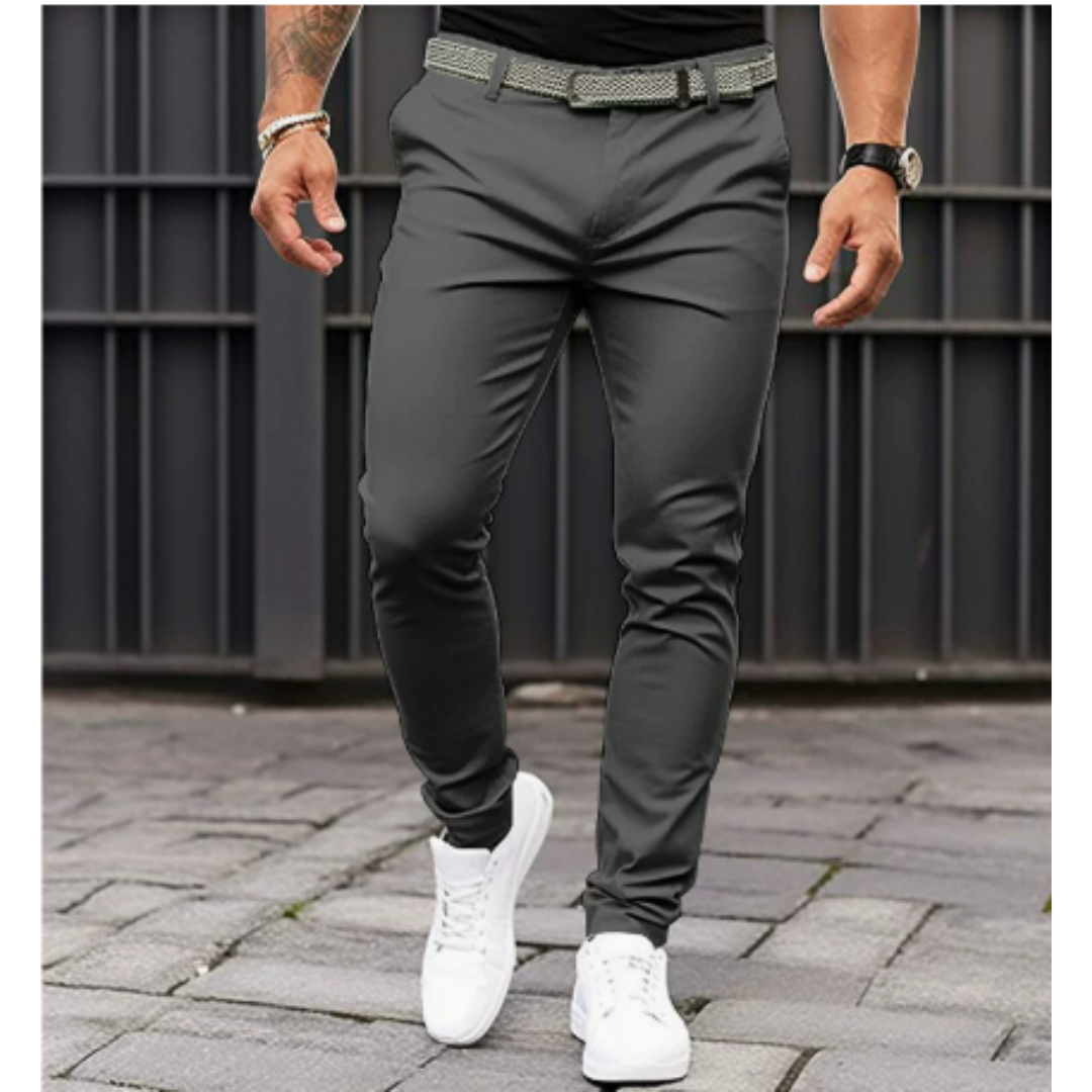 Herren Gürtelschlaufen Slim Fit Chino Hose