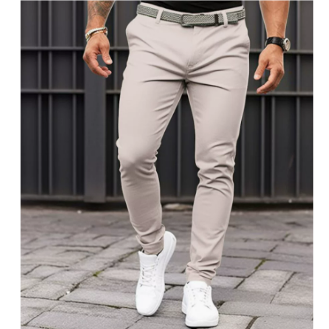 Herren Gürtelschlaufen Slim Fit Chino Hose