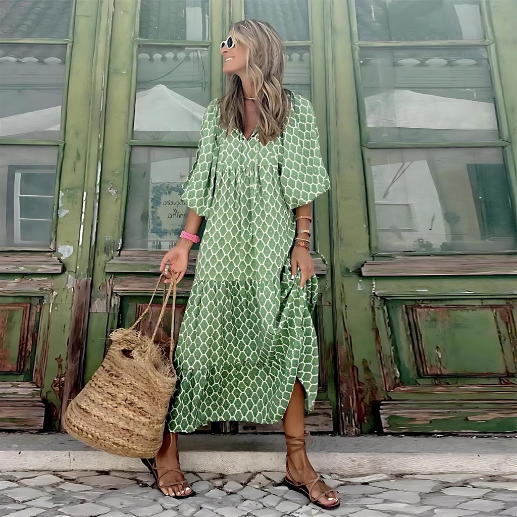 Damen Boho Gedruckt Sommerkleid