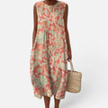 Midikleid Ärmellos Rundhalsausschnitt Blumenmuster