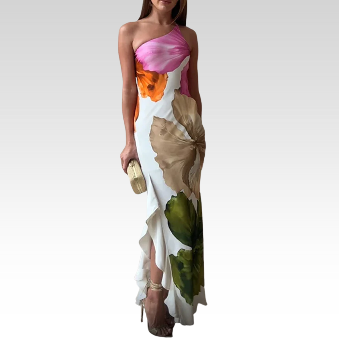 Sapphire | Elegantes Patchwork-Maxi-Kleid