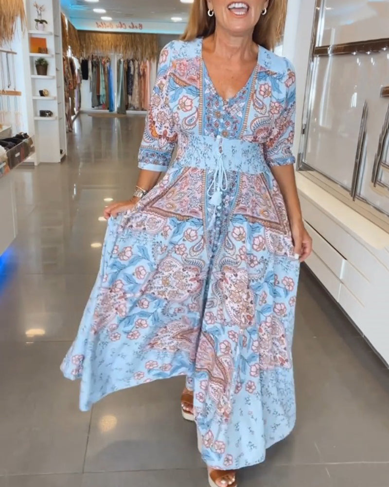 V-Ausschnitt Kleid Damen | Boho & Romantisch