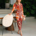 V Ausschnitt Kleid Damen | Figurbetonter Schnitt & Ornamentales Print-Design
