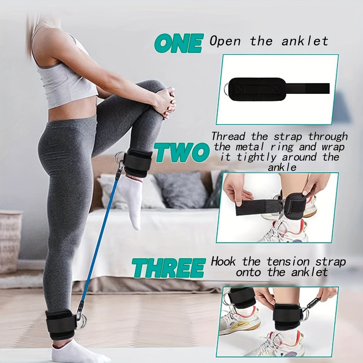 Verstellbare Knöchelriemen – Perfekt für das Po- und Beintraining zu Hause