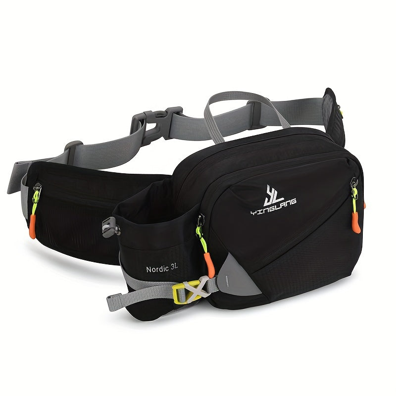 Vielseitige Laufgürteltasche mit Flaschenhalter – Strapazierfähiges Nylon mit Reißverschlüssen für Wanderungen und Marathonläufe.