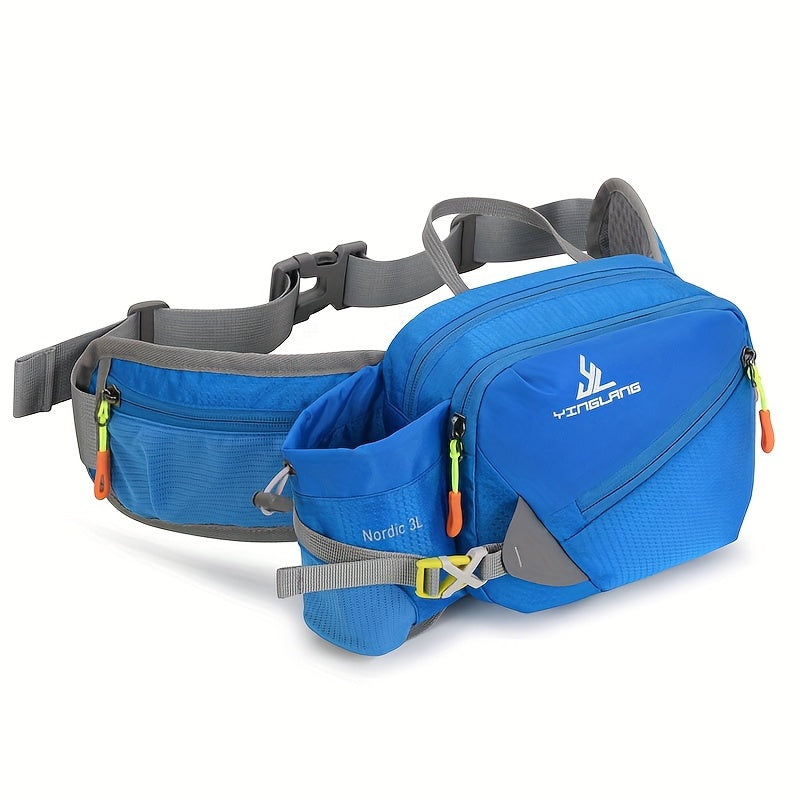 Vielseitige Laufgürteltasche mit Flaschenhalter – Strapazierfähiges Nylon mit Reißverschlüssen für Wanderungen und Marathonläufe.