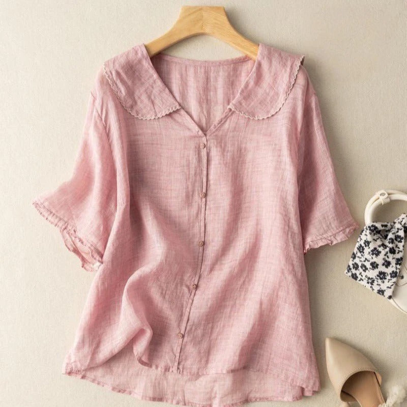 Vintage Damenbluse mit Knopfdetail – Elegante und Luftige Bluse für Vielseitige Looks