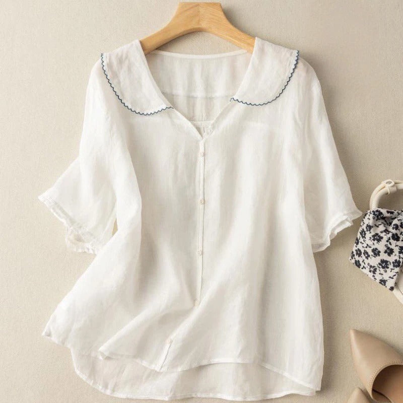 Vintage Damenbluse mit Knopfdetail – Elegante und Luftige Bluse für Vielseitige Looks