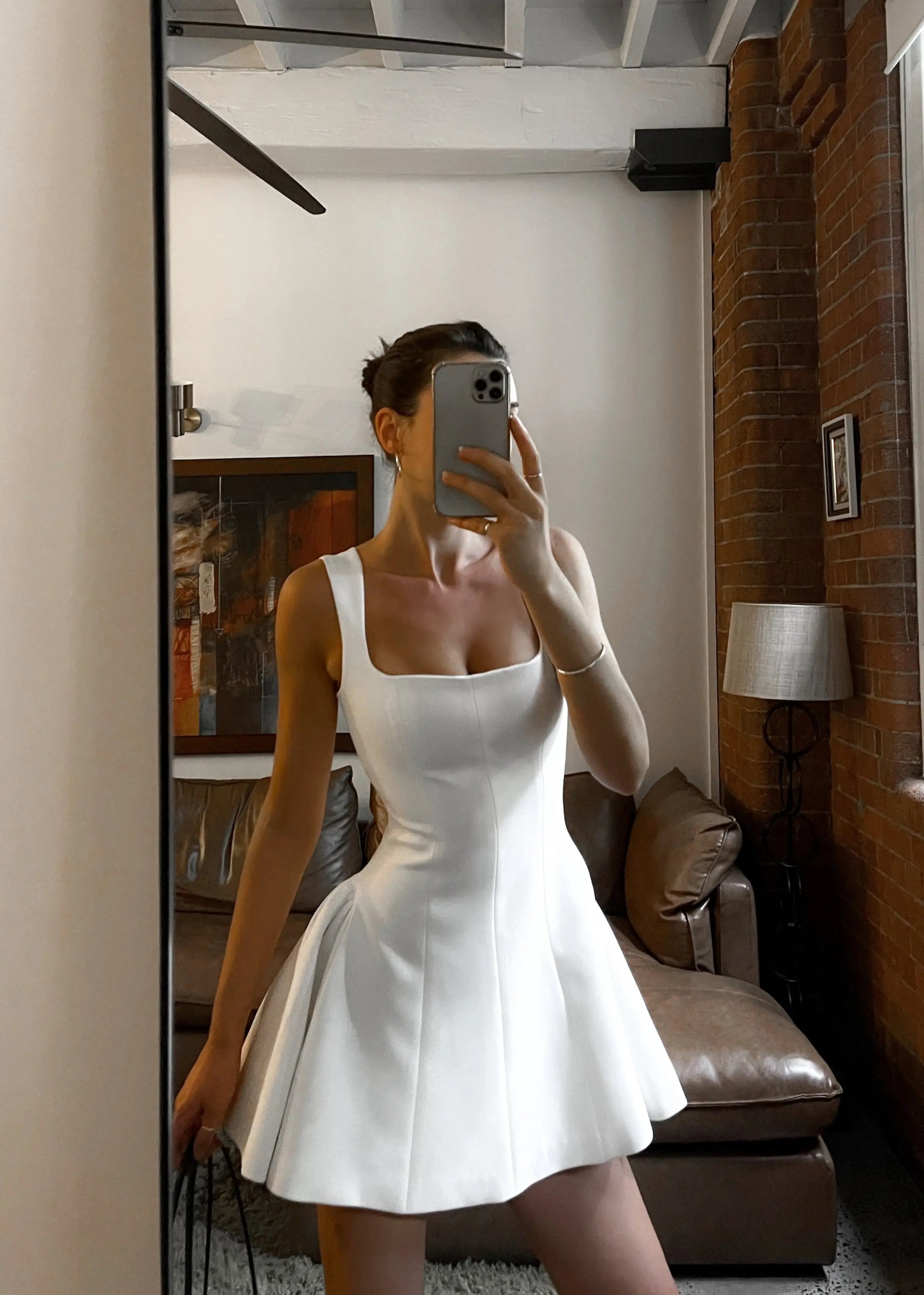 Damen Elegant Quadratisch A Linie Minikleid