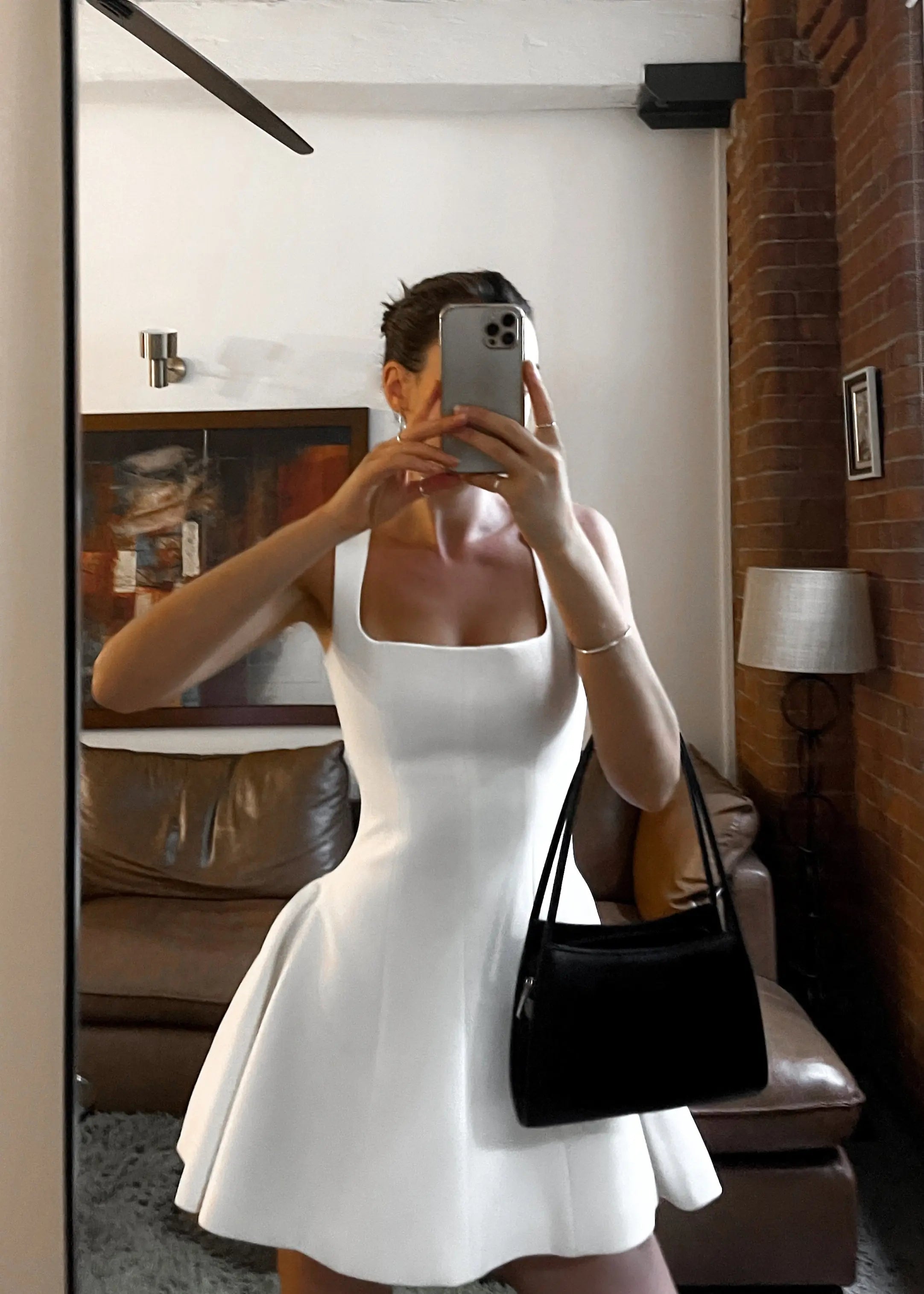 Damen Elegant Quadratisch A Linie Minikleid