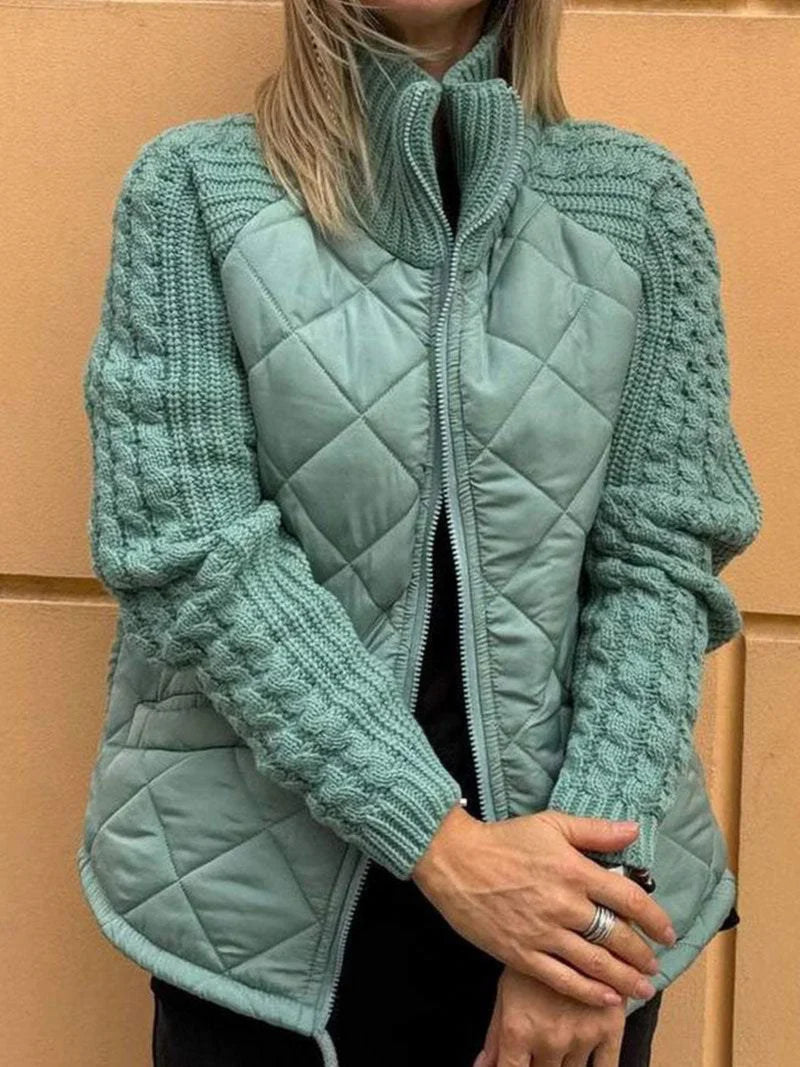 Stepp Strickjacke für Damen mit geripptem Kragen