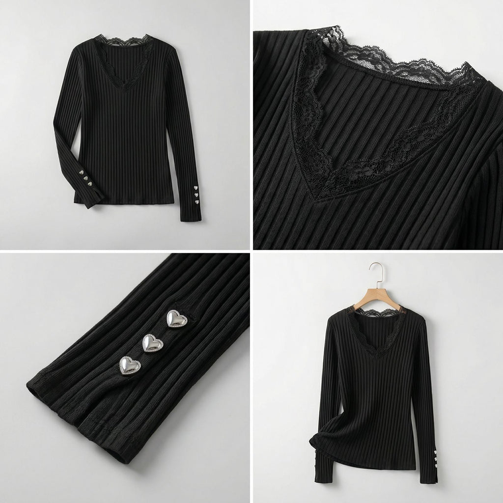 Maison™ Spitzenbluse mit Eleganter Spitze und Premium-Ärmelverarbeitung