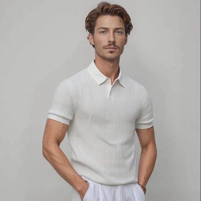 Da Vinci™ Polohemd Aus Leichtem Italienischem Stoff mit Minimalistischem Kragen / Komfortabel, Elegant Und Unübersehbar!