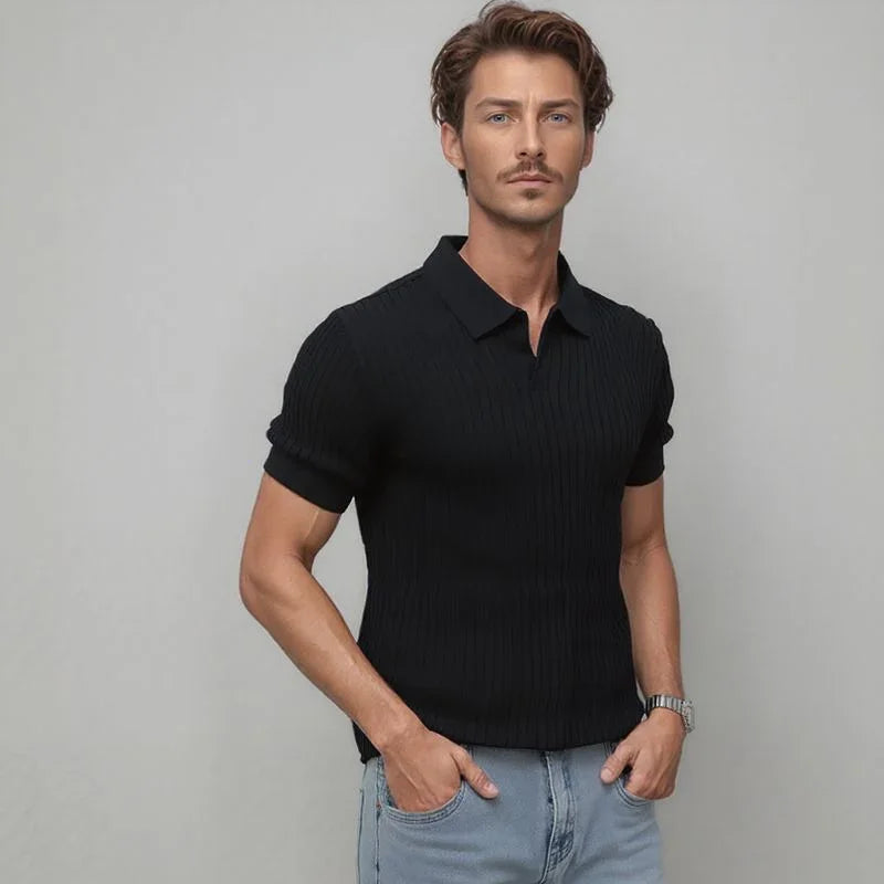 Da Vinci™ Polohemd Aus Leichtem Italienischem Stoff mit Minimalistischem Kragen / Komfortabel, Elegant Und Unübersehbar!