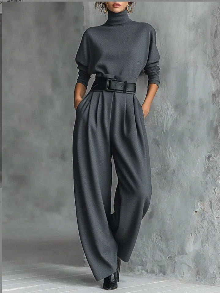 JULIET | SET AUS ROLLKRAGENPULLOVER UND GERADER HOSE