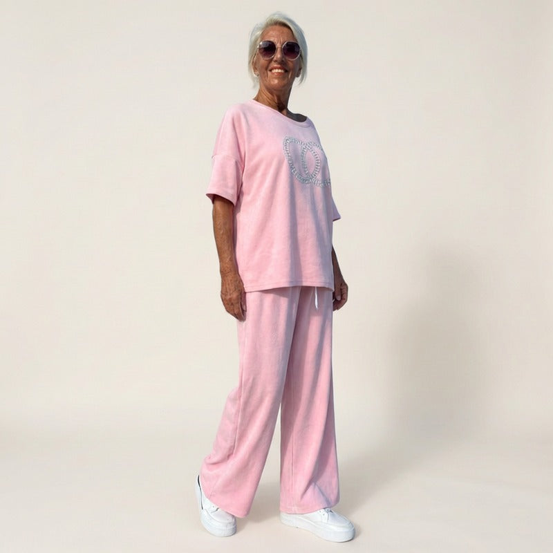 Urban Eleganz™ Zweiteileraus Comfort-Maschenware mit eleganten Kristalldetails
