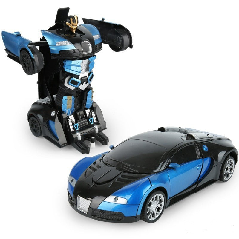 2-in-1 RC-Transformationsroboterauto – Ferngesteuertes Fahrzeug mit LED-Leuchten, Musik und Ein-Knopf-Transformation