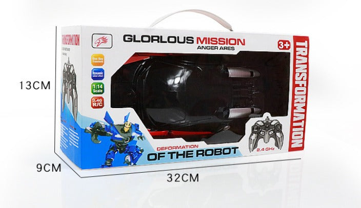 2-in-1 RC-Transformationsroboterauto – Ferngesteuertes Fahrzeug mit LED-Leuchten, Musik und Ein-Knopf-Transformation
