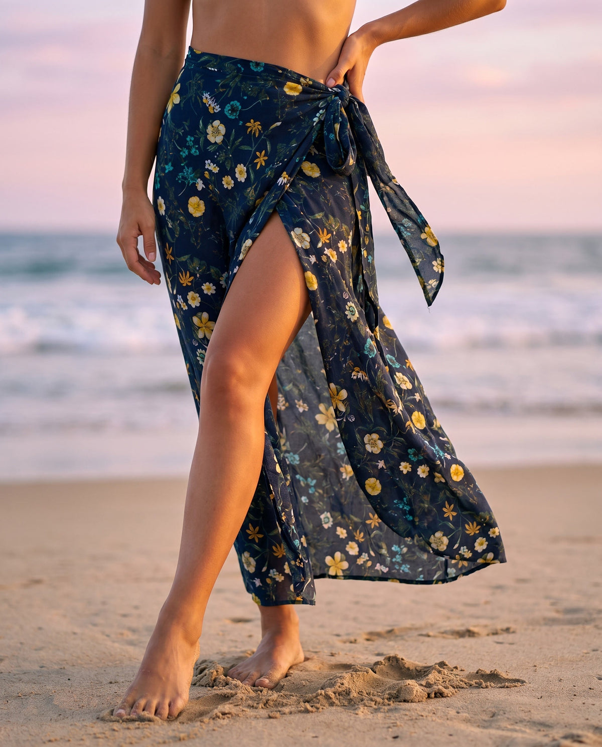 Wickelrock Damen | Botanischer Blumen-Print & Maxi-Länge