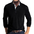 Langarm Poloshirt Herren | Kontrastkragen & Brusttasche
