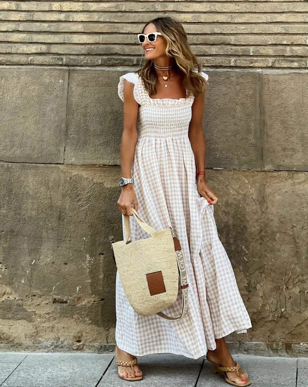 Damen Elastischem Oberteil Maxi Sommerkleid