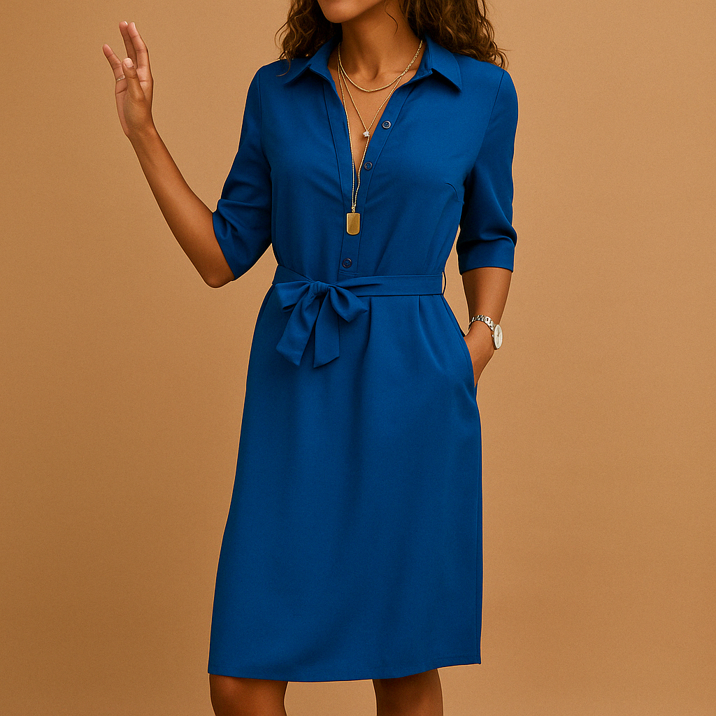 Damen Lässiges Wickel Midikleid