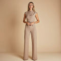 Damen Ärmelloser Taillierter Sommer Jumpsuit