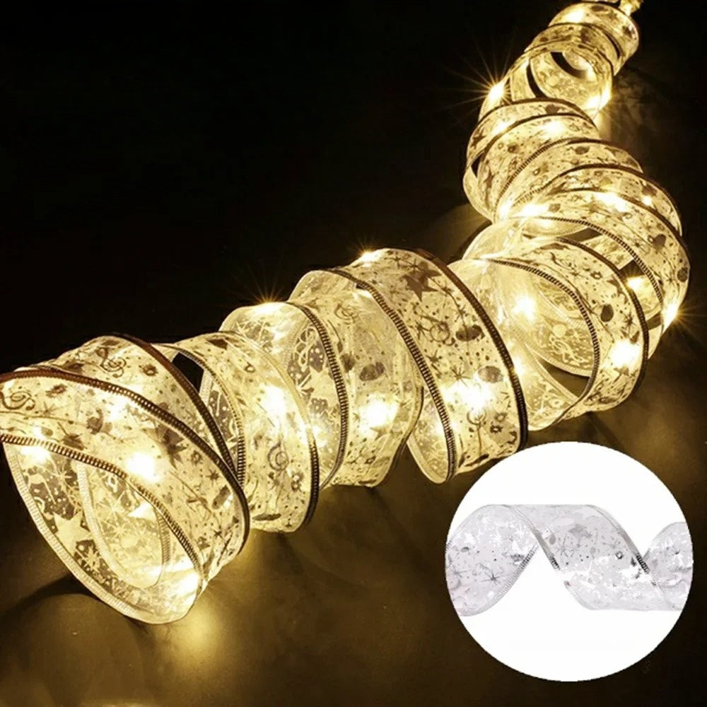 XmasSlinger | LED-Weihnachtsbeleuchtung und Schleifen-Set zur Dekoration