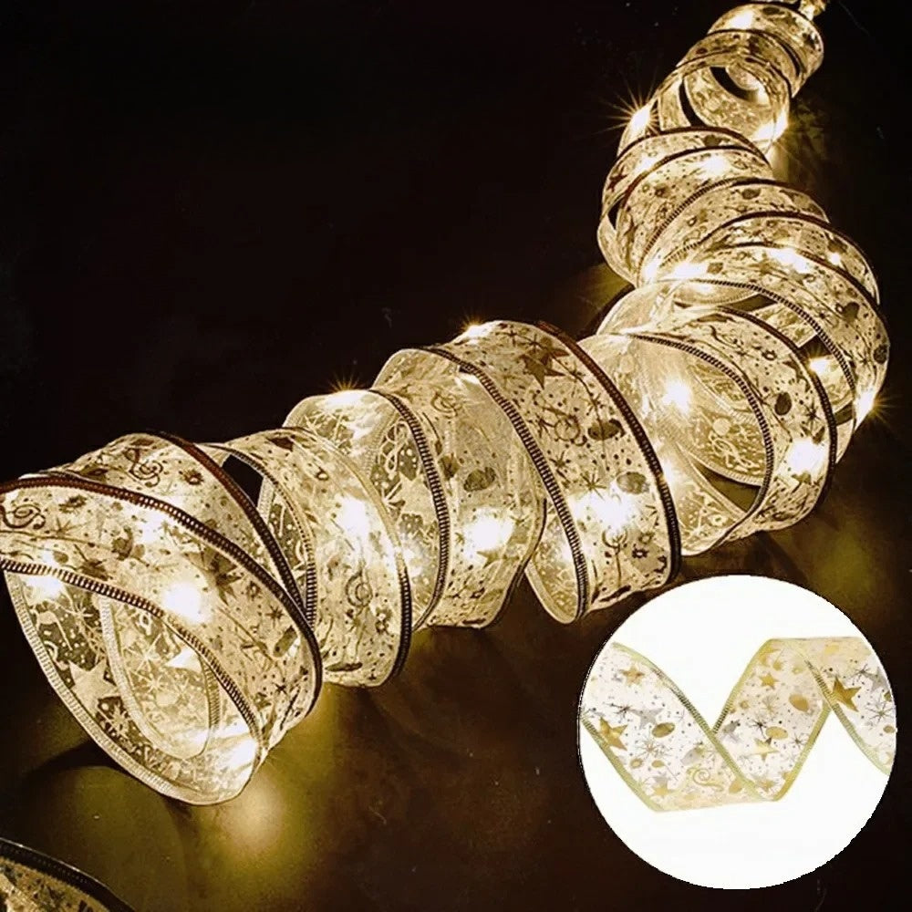 XmasSlinger | LED-Weihnachtsbeleuchtung und Schleifen-Set zur Dekoration