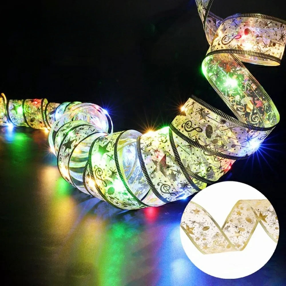 XmasSlinger | LED-Weihnachtsbeleuchtung und Schleifen-Set zur Dekoration