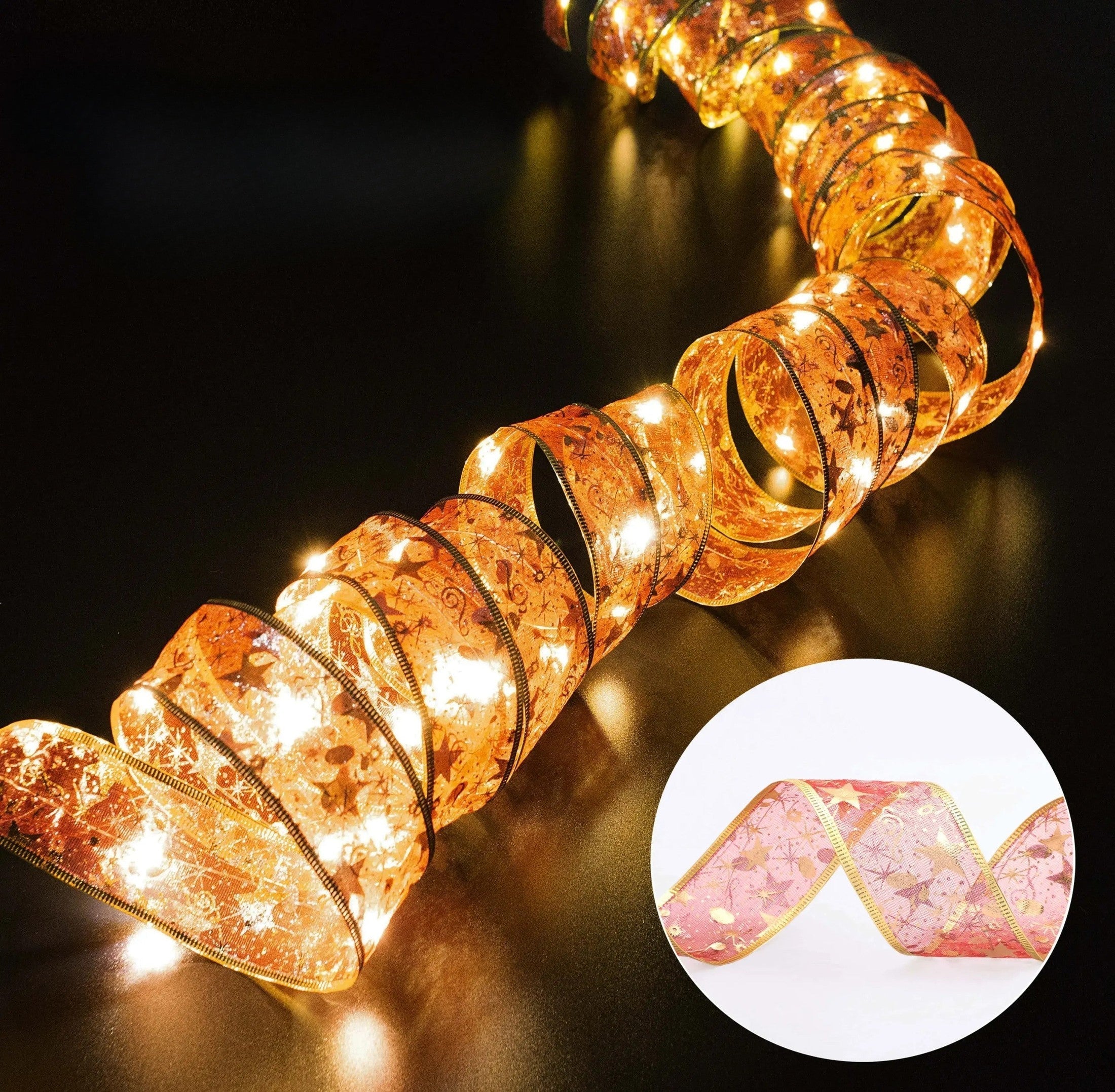 XmasSlinger | LED-Weihnachtsbeleuchtung und Schleifen-Set zur Dekoration