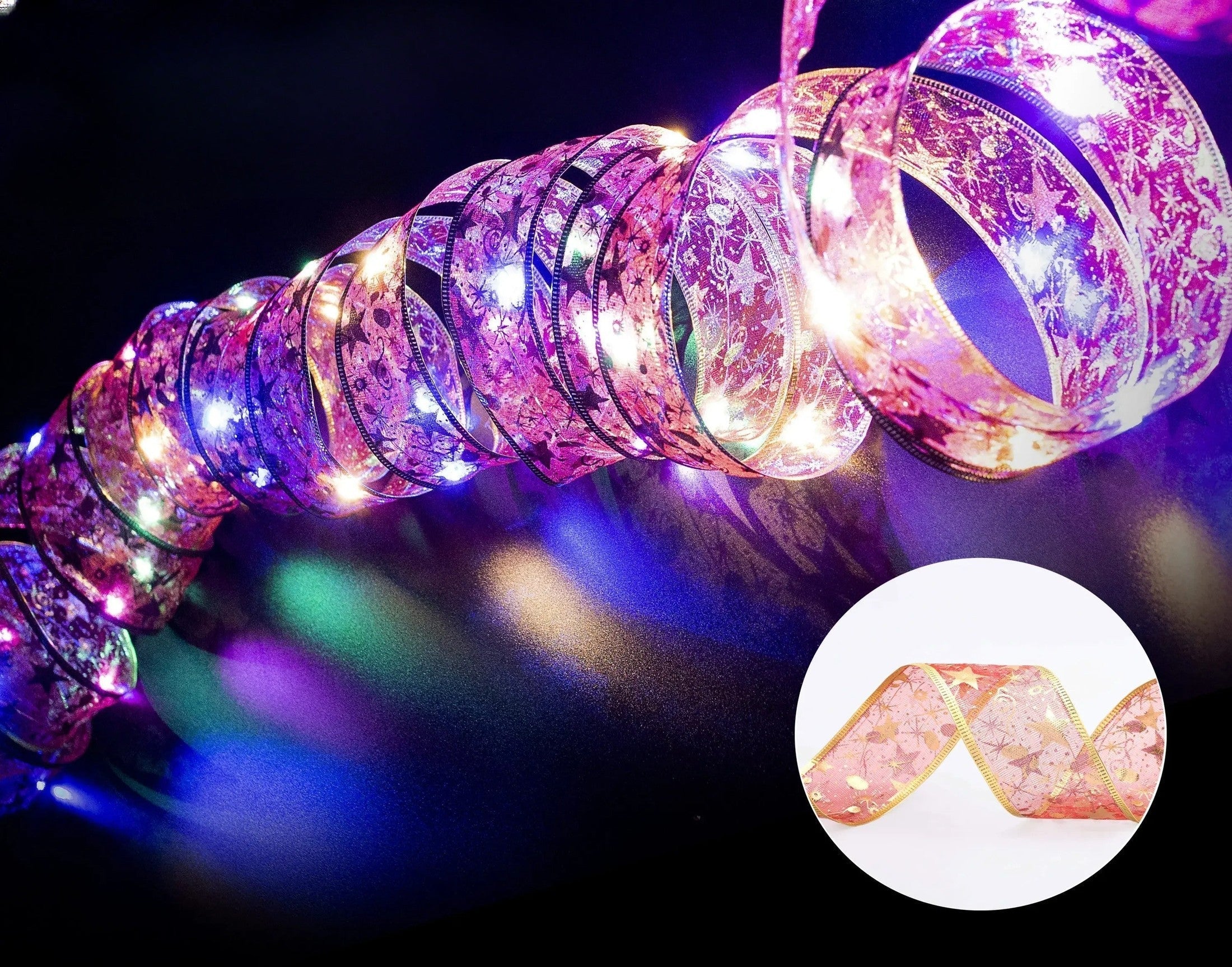 XmasSlinger | LED-Weihnachtsbeleuchtung und Schleifen-Set zur Dekoration